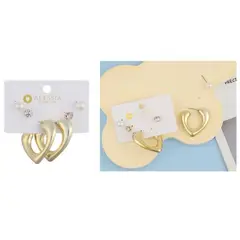 GENERICO - Set 3 Pares De Aros Aretes Pendientes Dorados Y Perlas Mujer A2