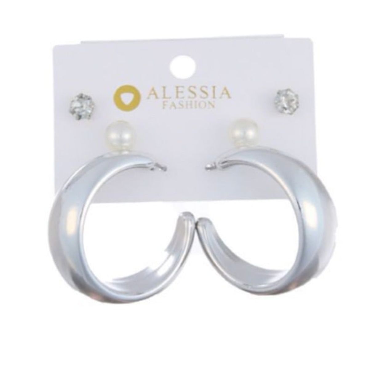 GENERICO - Set 3 Pares De Aros Aretes Pendientes Dorados Y Perlas Mujer A3