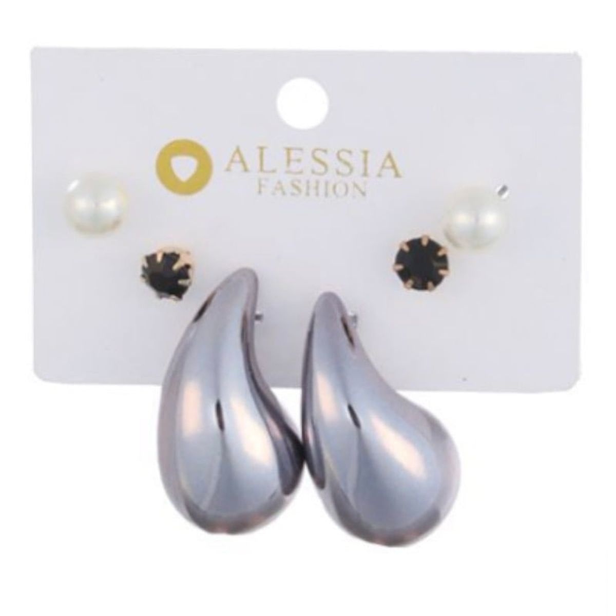 GENERICO - Set 3 Pares De Aros Aretes Pendientes Dorados Y Perlas Mujer A4