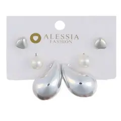 GENERICO - Set 3 Pares De Aros Aretes Pendientes Dorados Y Perlas Mujer A4