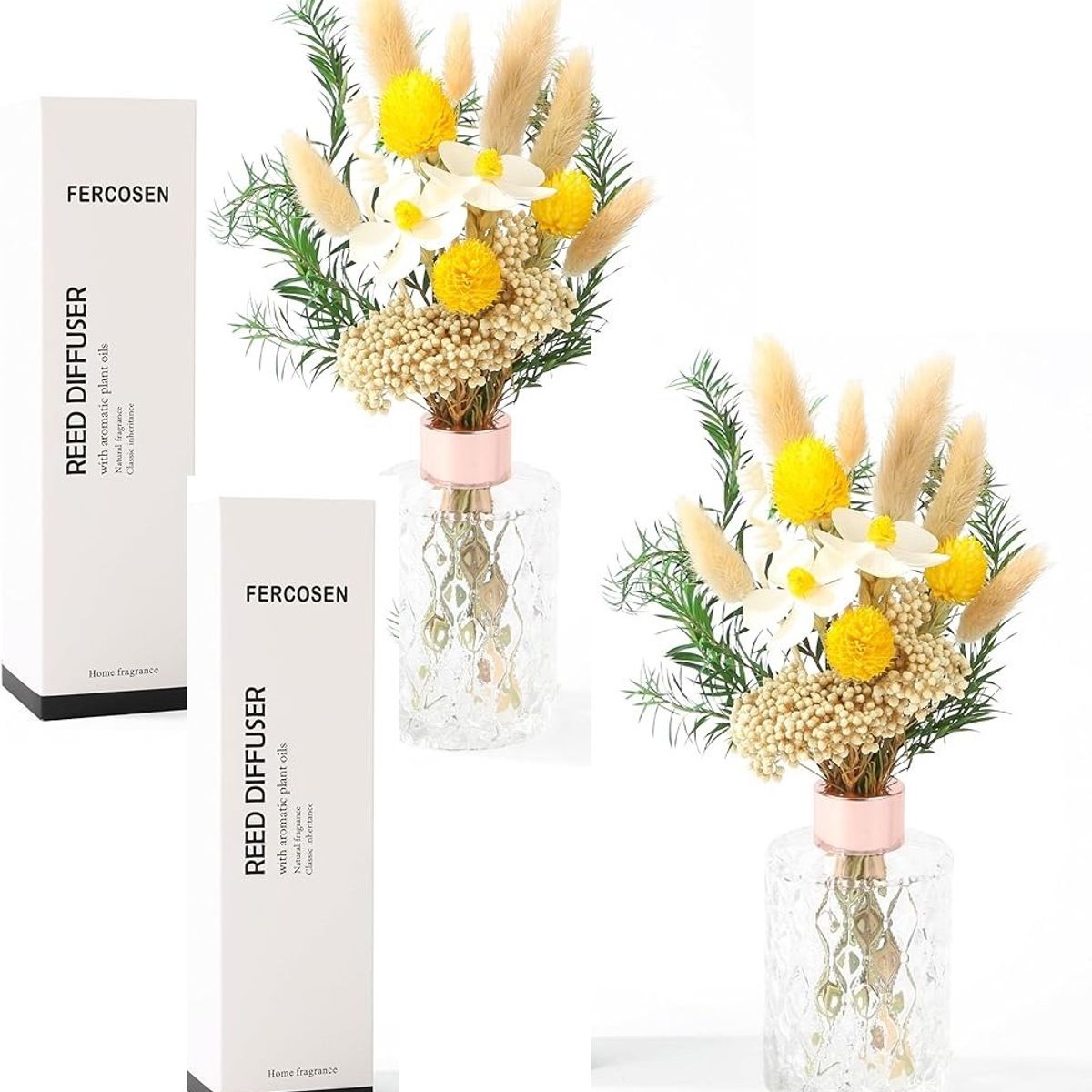 GENERICO - Pack X2 Difusor De Aromas Jarrón Flores Secas Aromaterapia 150ML