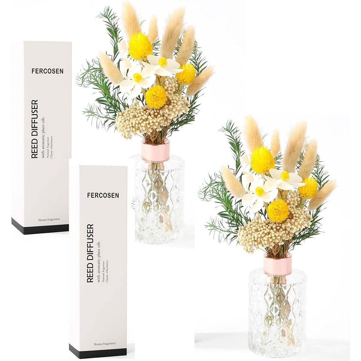 GENERICO - Pack X2 Difusor De Aromas Jarrón Flores Secas Aromaterapia 150ML