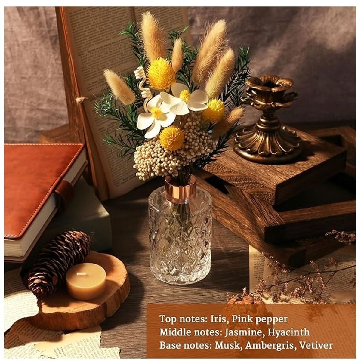 GENERICO - Pack X2 Difusor De Aromas Jarrón Flores Secas Aromaterapia 150ML