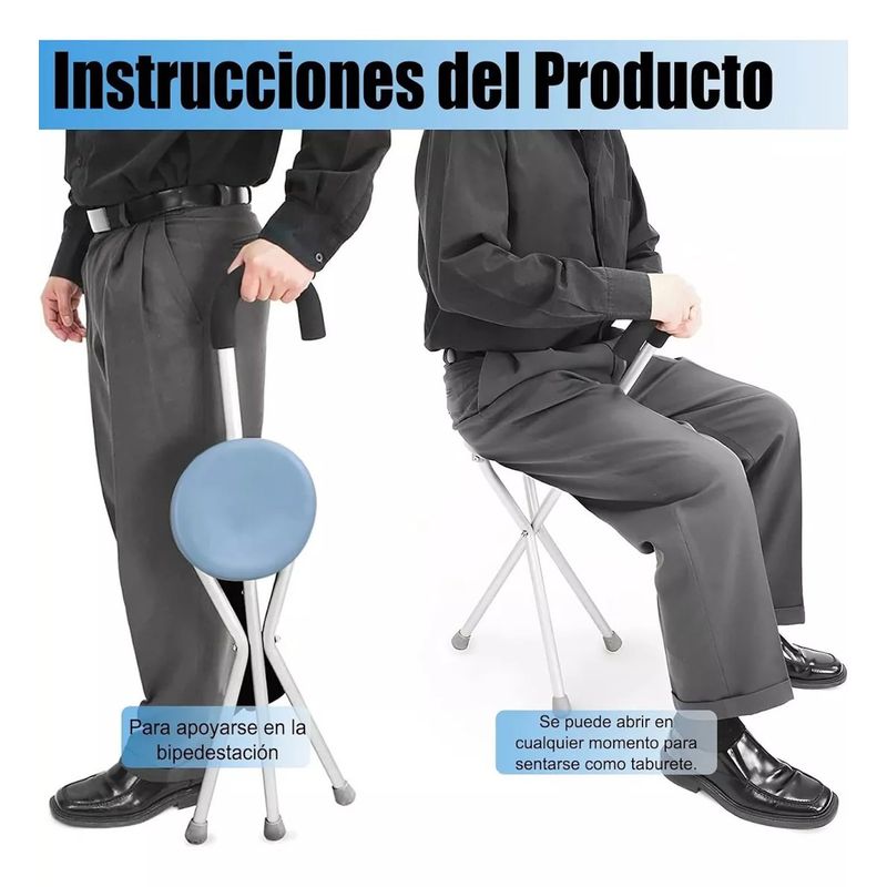 GENERICO - Bastón Con Asiento Bastón Ortopédico Plegable