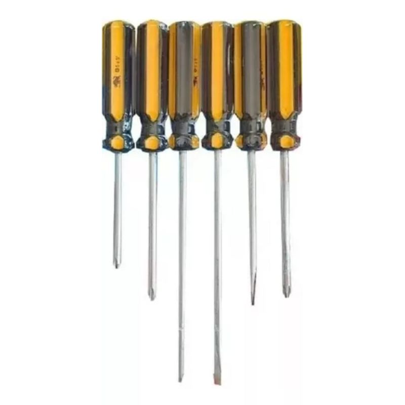 GENERICO - Kit de 6 Destornilladores Punta Magnetica Estrella Plano