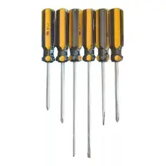 GENERICO - Kit de 6 Destornilladores Punta Magnetica Estrella Plano