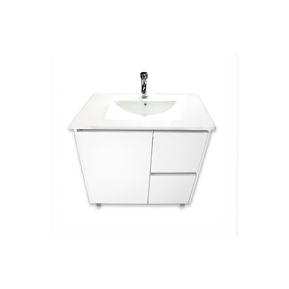 MODERN SPACE - Vanitorio 70x47 Cm Termolaminado Blanco Con Loza Y Grifería