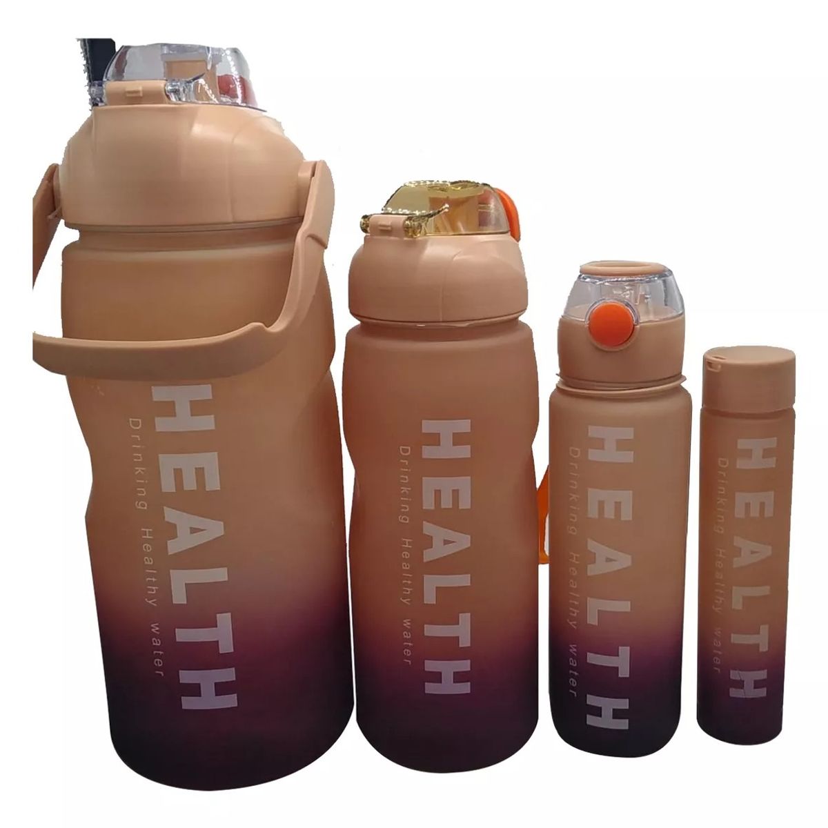 GENERICO - Termo Motivacional Set 4 Botellas Deporte Beige