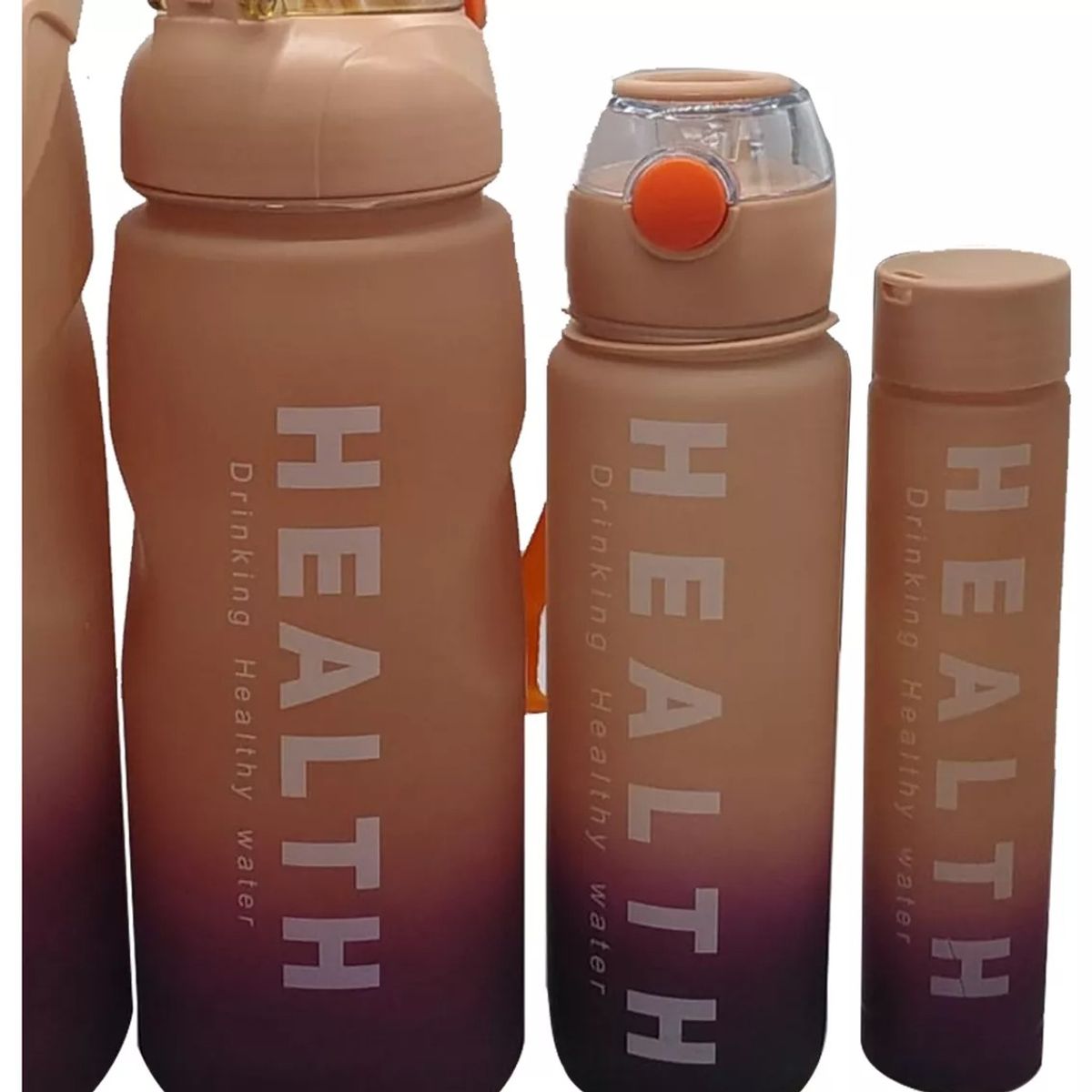 GENERICO - Termo Motivacional Set 4 Botellas Deporte Beige