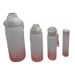 GENERICO - Termo Motivacional Set 4 Botellas Deporte Blanco - Rojo