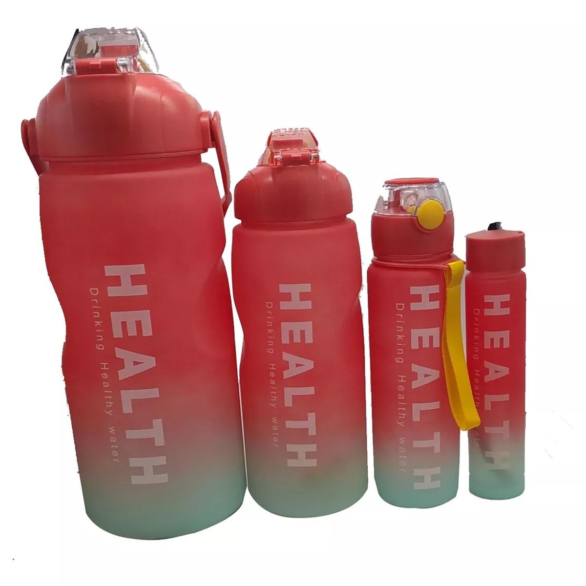 GENERICO - Termo Motivacional Set 4 Botellas Deporte Rojo