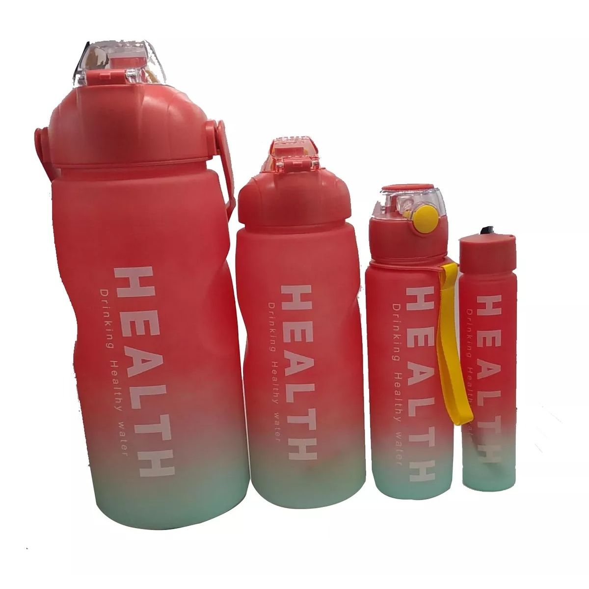 GENERICO - Termo Motivacional Set 4 Botellas Deporte Rojo