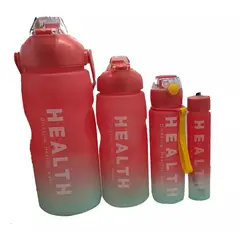 GENERICO - Termo Motivacional Set 4 Botellas Deporte Rojo