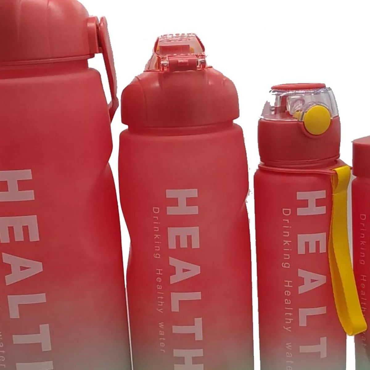 GENERICO - Termo Motivacional Set 4 Botellas Deporte Rojo