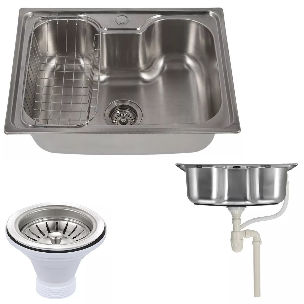 KUANGYE - Lavaplatos Empotrado 60X42cm Con Cesta Splendid Acero Inox