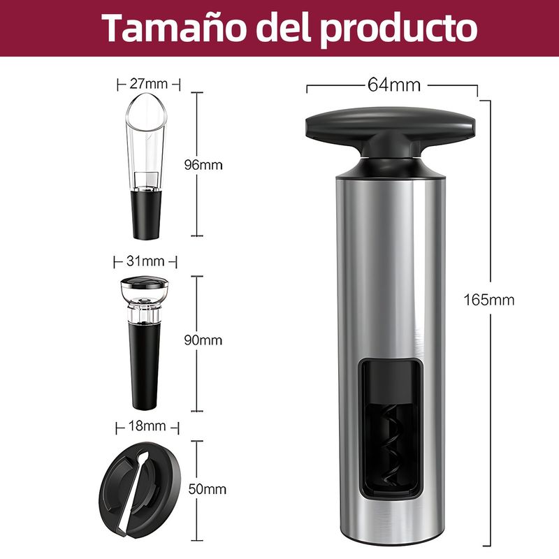 GENERICO - Destapador Vino Saca Corcho Abridor Botella Manual Set 4 Pzs