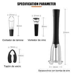 GENERICO - Descorchador Sacacorcho Vino Set Saca Corcho Abridor Botella