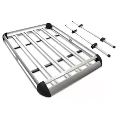 GENERICO - Parrilla Techo Auto Aluminio Barras Porta Equipaje Negro