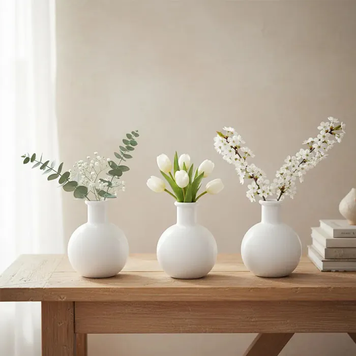 Floreros blancos set de 3