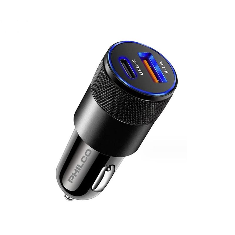 PHILCO - FLP2552B CARGADOR 12/24V USB/C 20W DOBLE NEGRO PHILCO