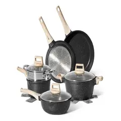 GENERICO - Batería Cocina 9 Piezas Antiadherente Granito Profesional N