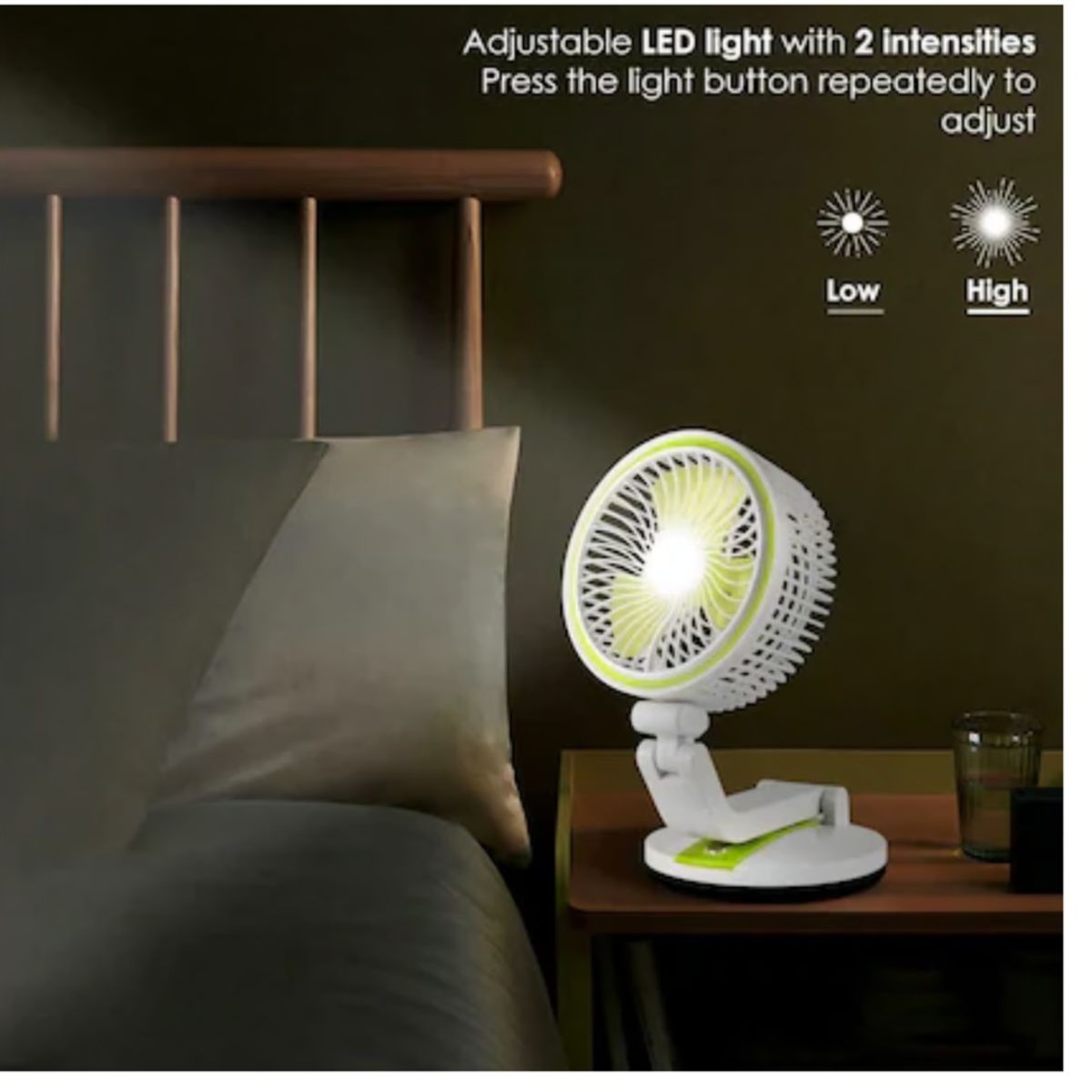 GENERICO - Ventilador Pegable Con Luz Recargable Portátil Usb