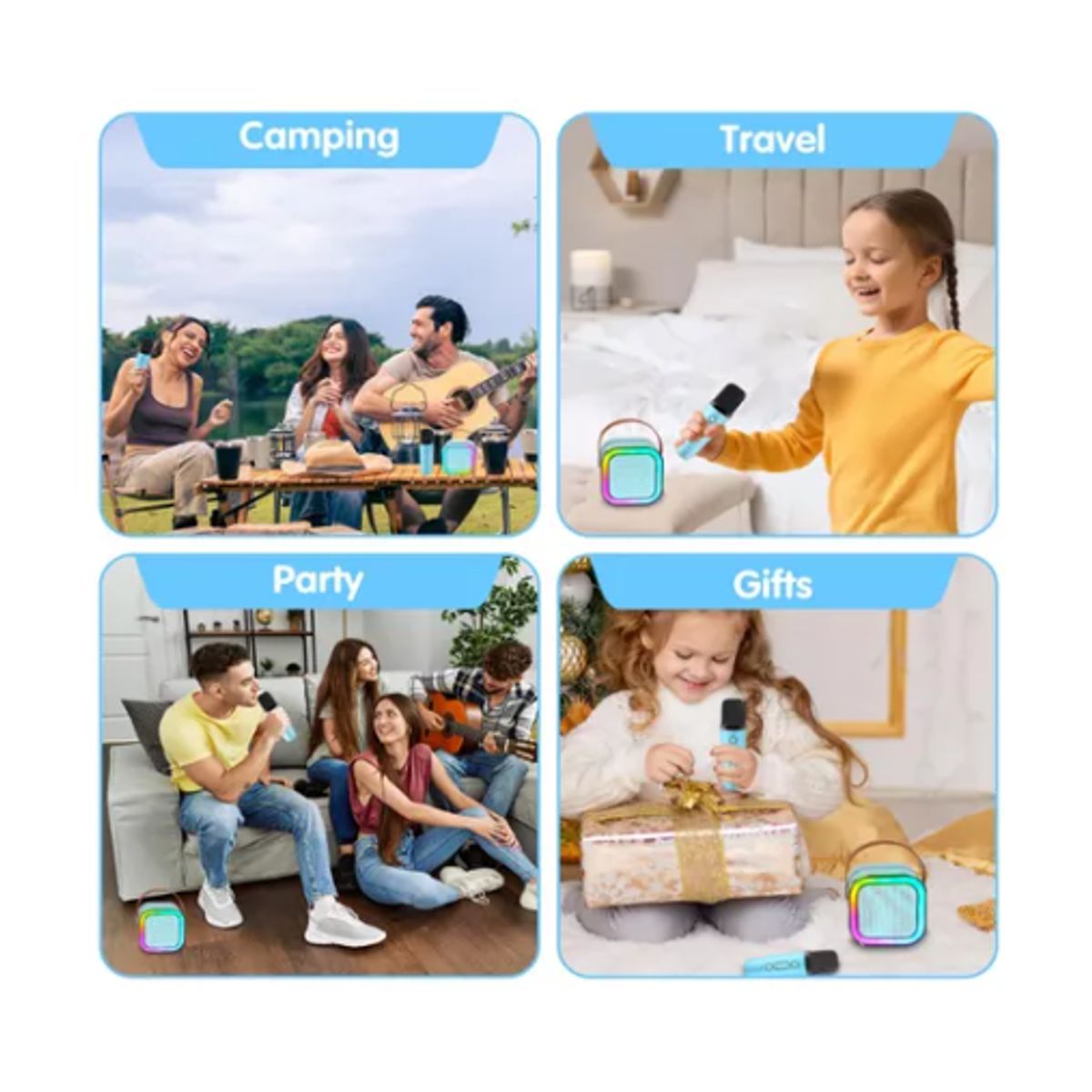 GENERICO - Altavoz Bluetooth Inalámbrico Micrófono Para Niños AZUL