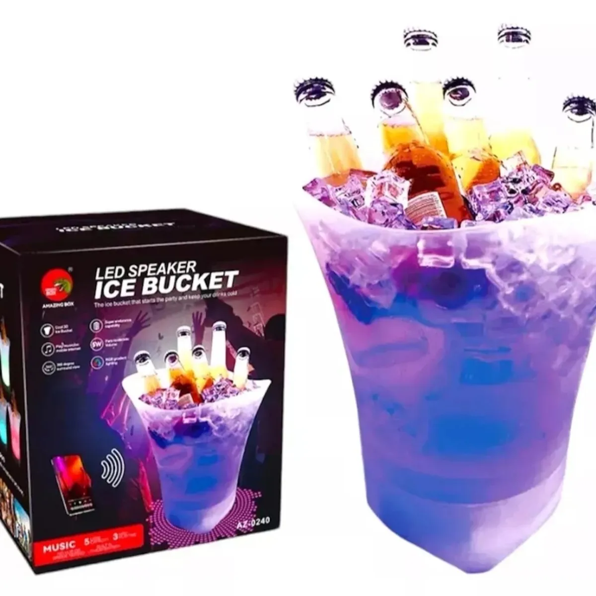 GENERICO - Hielera Parlante Cubetera Led Rgb Bluetooth Grande 5l