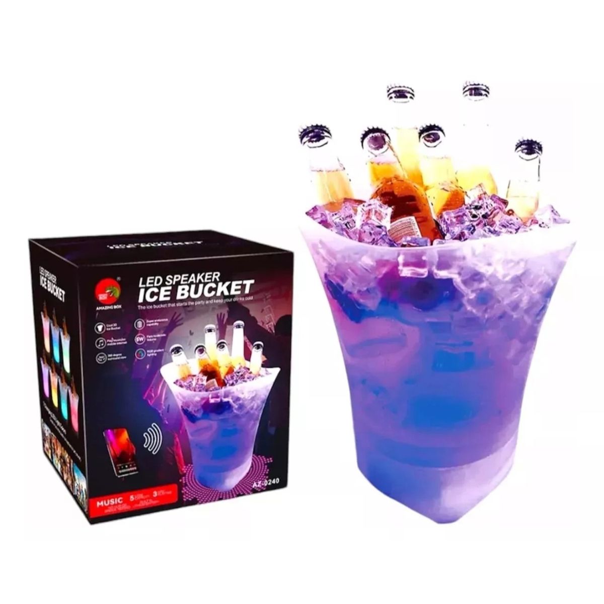 GENERICO - Hielera Parlante Cubetera Led Rgb Bluetooth Grande 5l