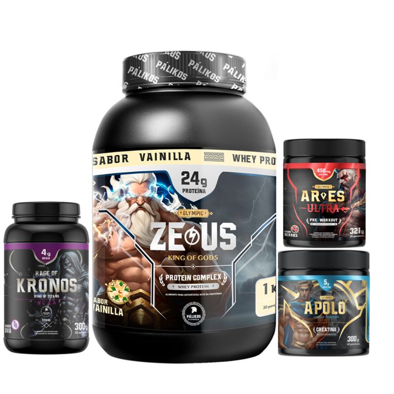 PALIKOS FITNESS - Proteina CP 1kg Vainilla Creatina 300gPre entreno Ares BCAA kronos