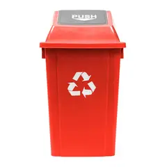 GENERICO - Basurero 60 Litros Tapa Push Rojo