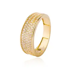 JB JOYAS BARON - Anillo Compromiso de Oro 18Kt Triple Cintillo Circón con Bolitas