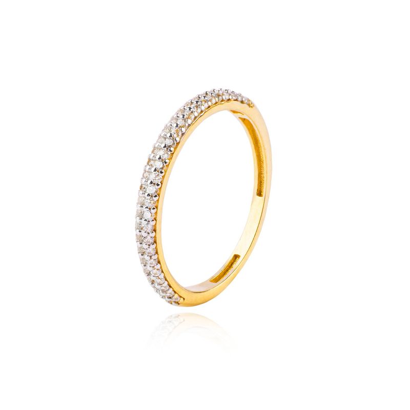 JB JOYAS BARON - Anillo Compromiso de Oro 18Kt Medio Cintillo 2 Filas Circón