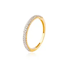 JB JOYAS BARON - Anillo Compromiso de Oro 18Kt Medio Cintillo 2 Filas Circón