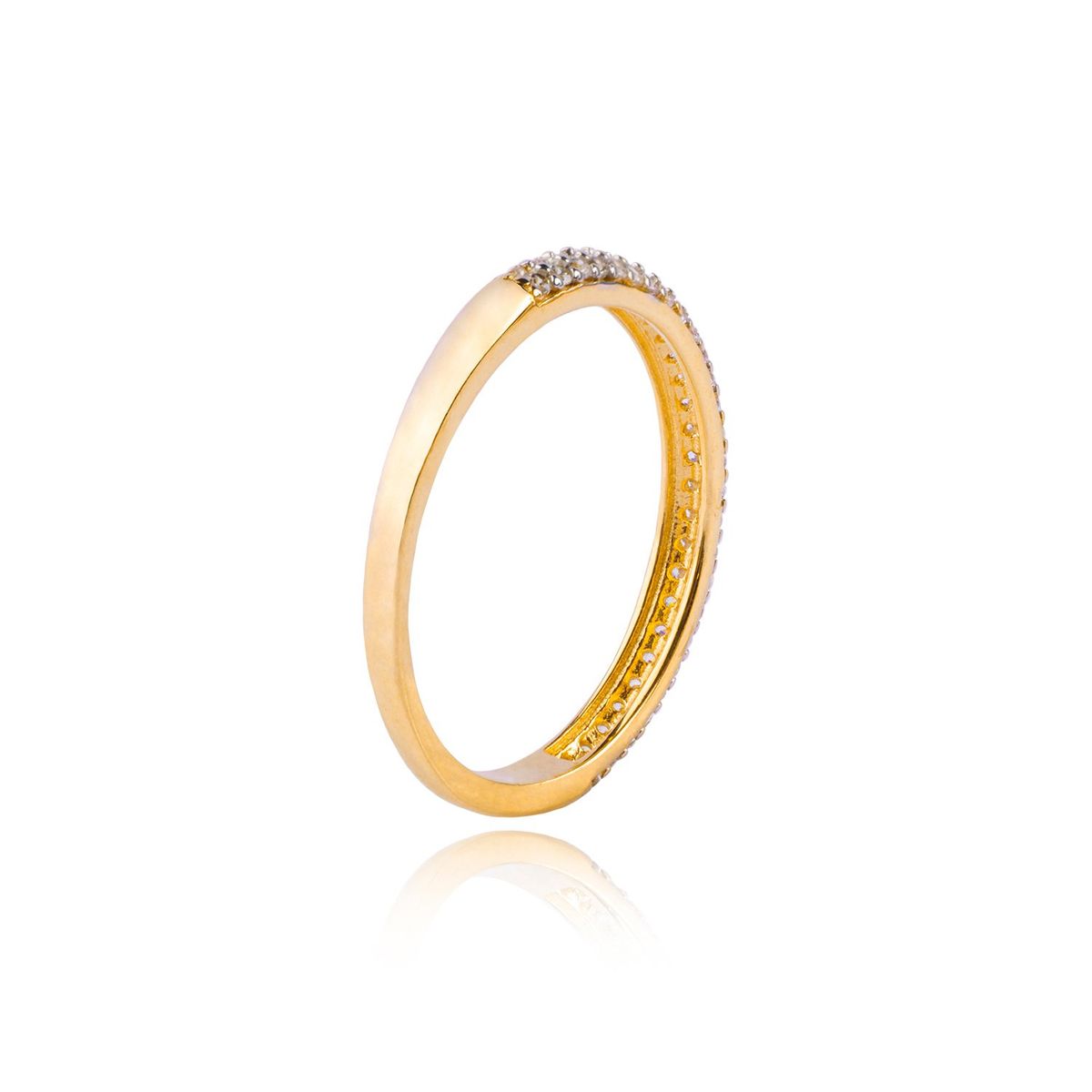 JB JOYAS BARON - Anillo Compromiso de Oro 18Kt Medio Cintillo 2 Filas Circón