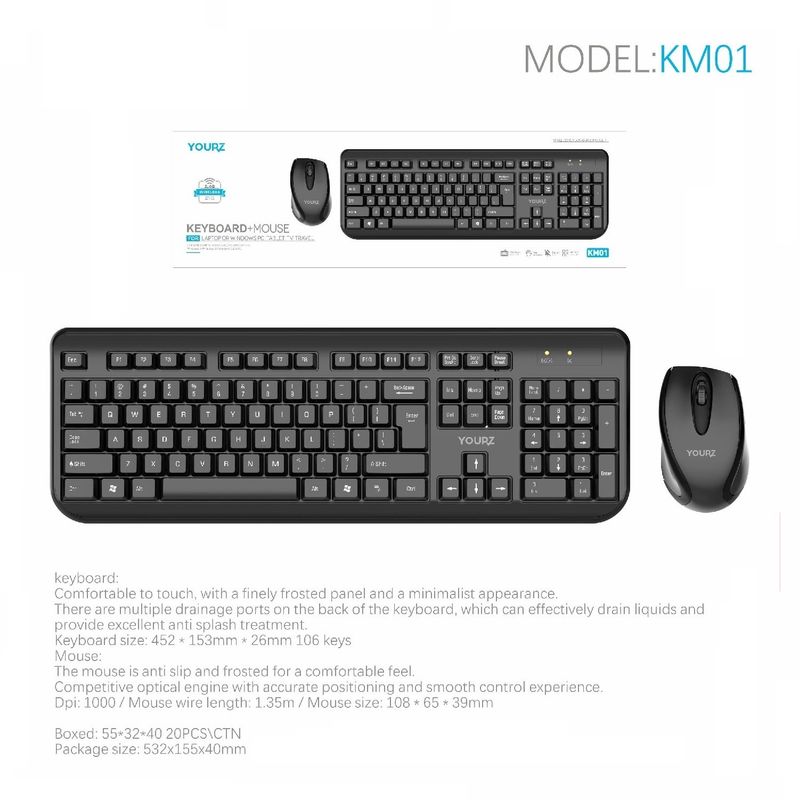 ANGELES DEL HOGAR - Teclado y Mouse Inalambrico IRM KM01 Negro