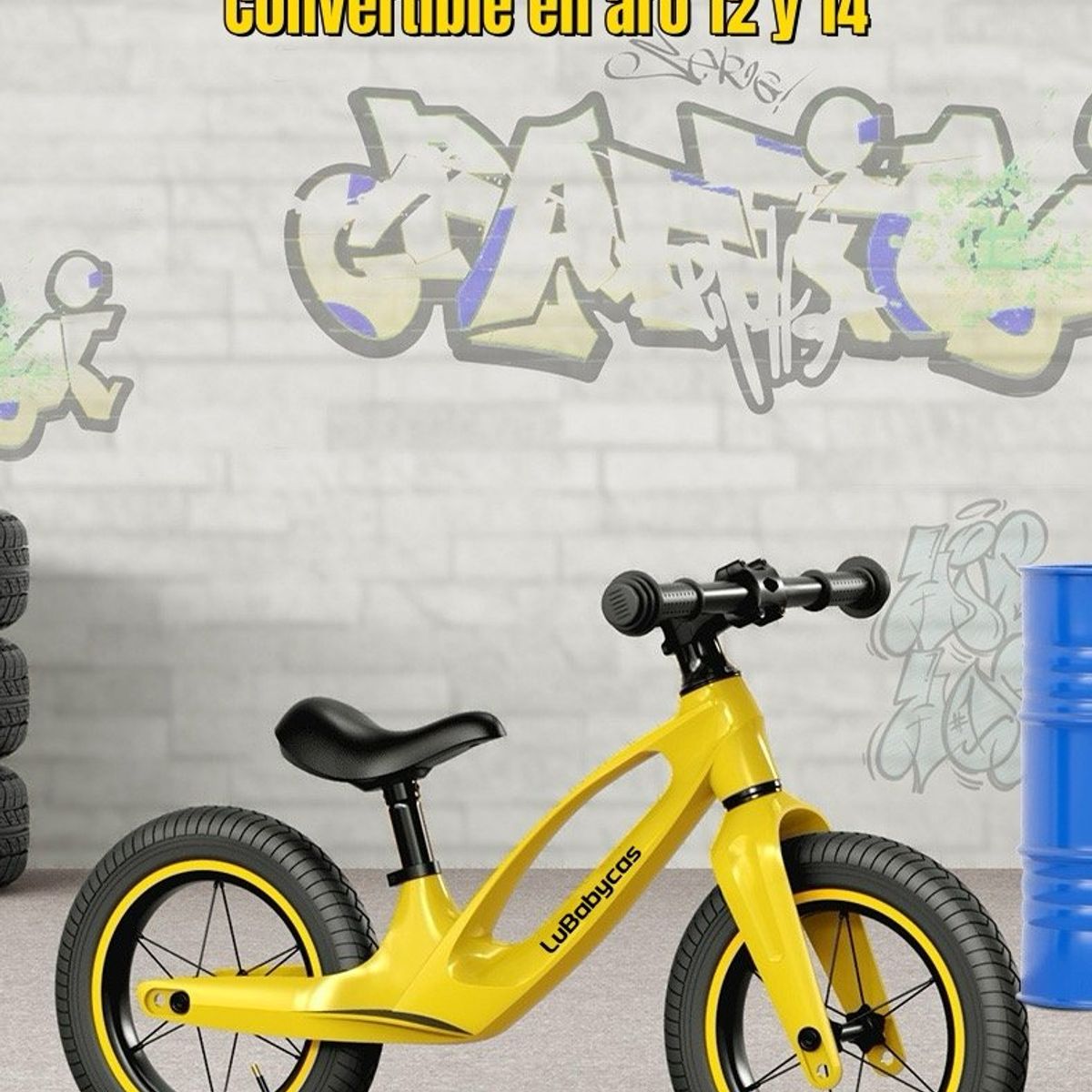 LUBABYCAS - Bicicleta de Equilibrio Convertible Aro 12 y 14 Rosada