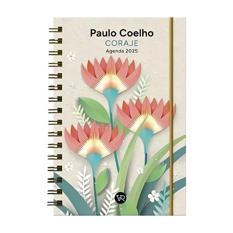 TOP10BOOKS - AGENDA PAULO COELHO 2025 - ANILLADA: CORAJE / FLORES FUCSIA / VR / PAULO