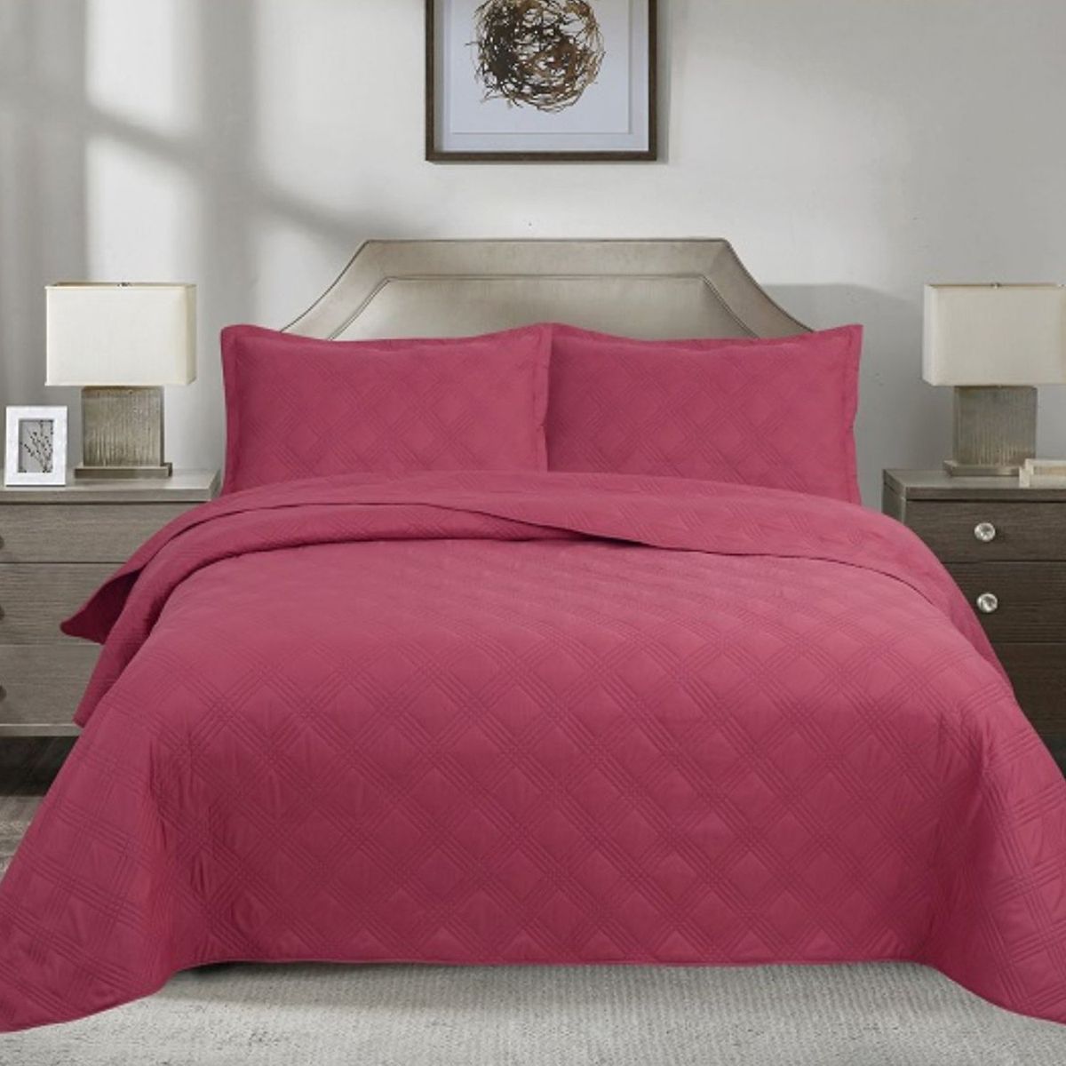 ANDES - QUILT ANDES LISO FRAMBUESA 2 PLAZAS