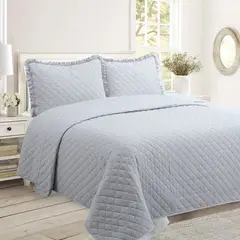 ANDES - QUILT POM POM GRIS 1.5 PLAZAS