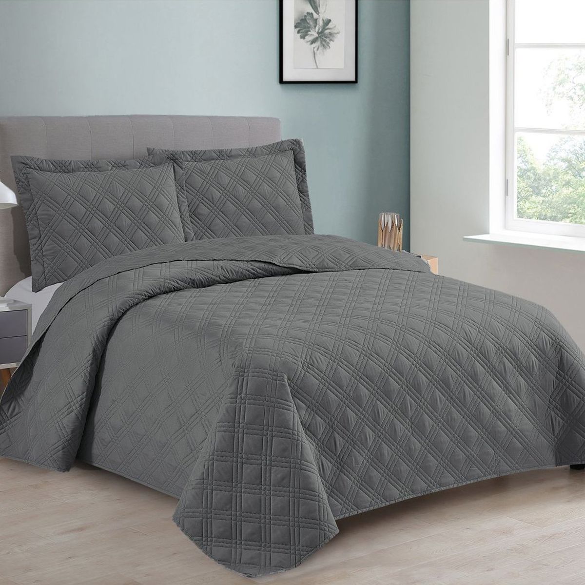 ANDES - QUILT ANDES LISO  GRIS 2 PLAZAS