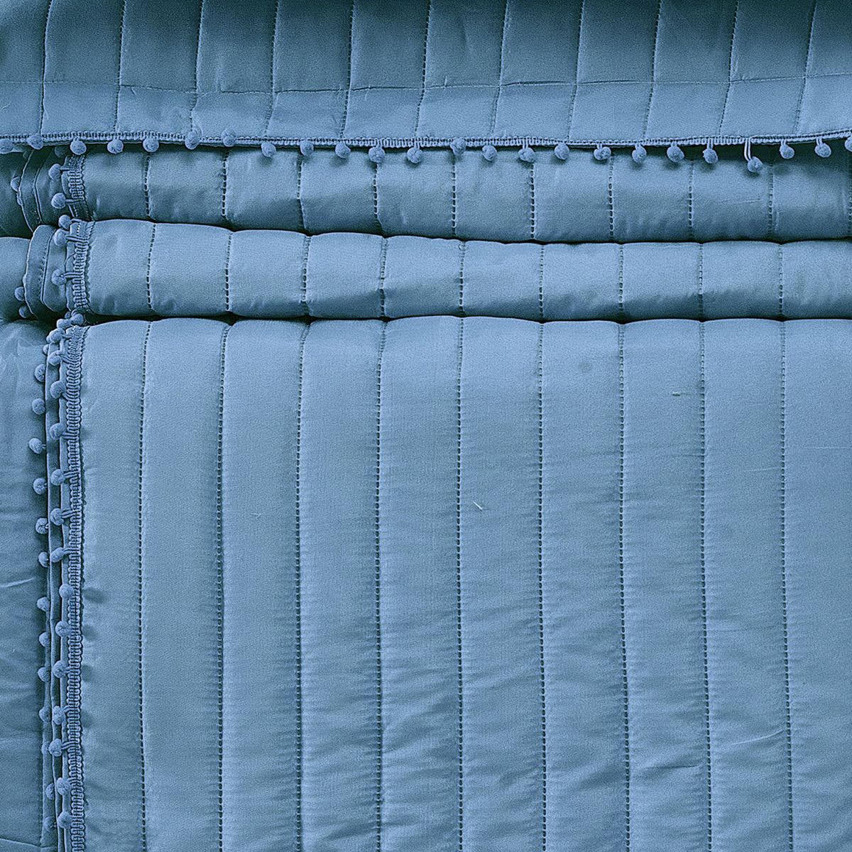ANDES - QUILT ANDES POM POM AZUL 1.5 PLAZAS
