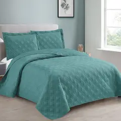 ANDES - QUILT LISO TURQUESA 1.5 PLAZAS