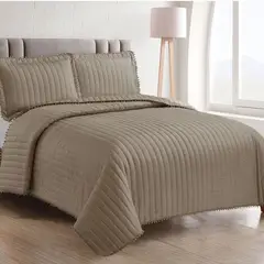 ANDES - QUILT POM POM TAUPE KING