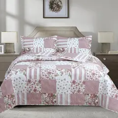 ANDES - QUILT ESTAMPADO KING PATCHWORK ROSADO