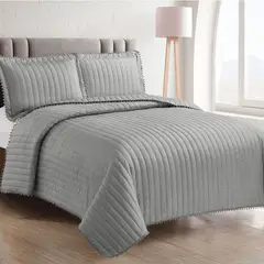 ANDES - QUILT POM POM GRIS 2 PLAZAS