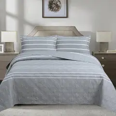ANDES - QUILT ESTAMPADO KING LISTADO GRIS