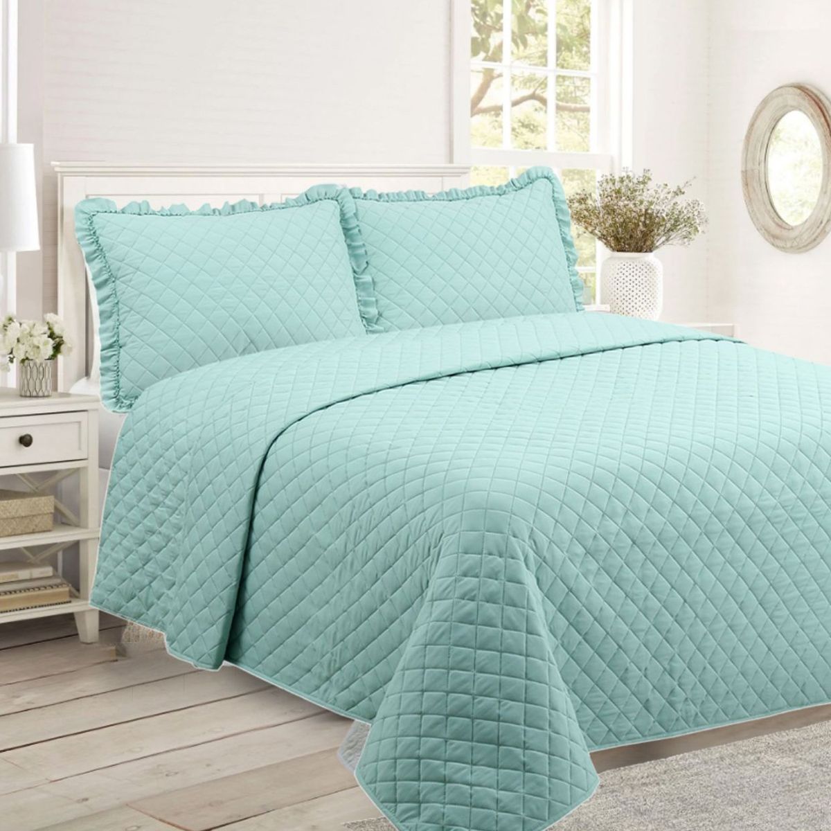 ANDES - QUILT ANDES ROMANTIC 1.5 PLAZAS AQUA