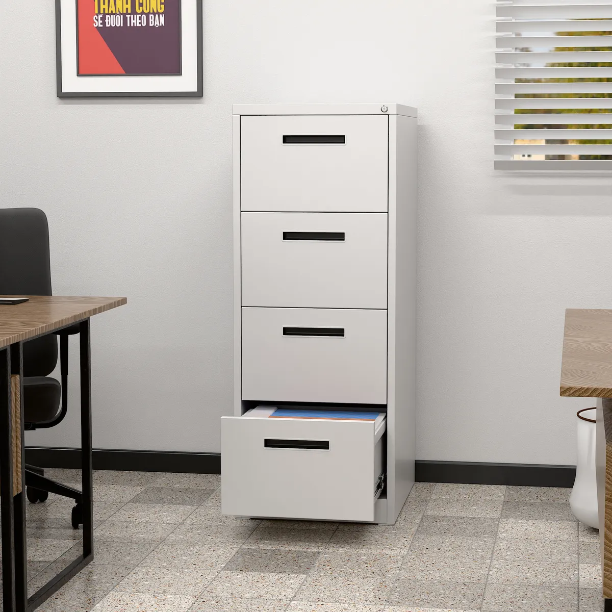 GENERICO - Kardex Metálico: 4 Cajones - Mod Grey FA-4D-G