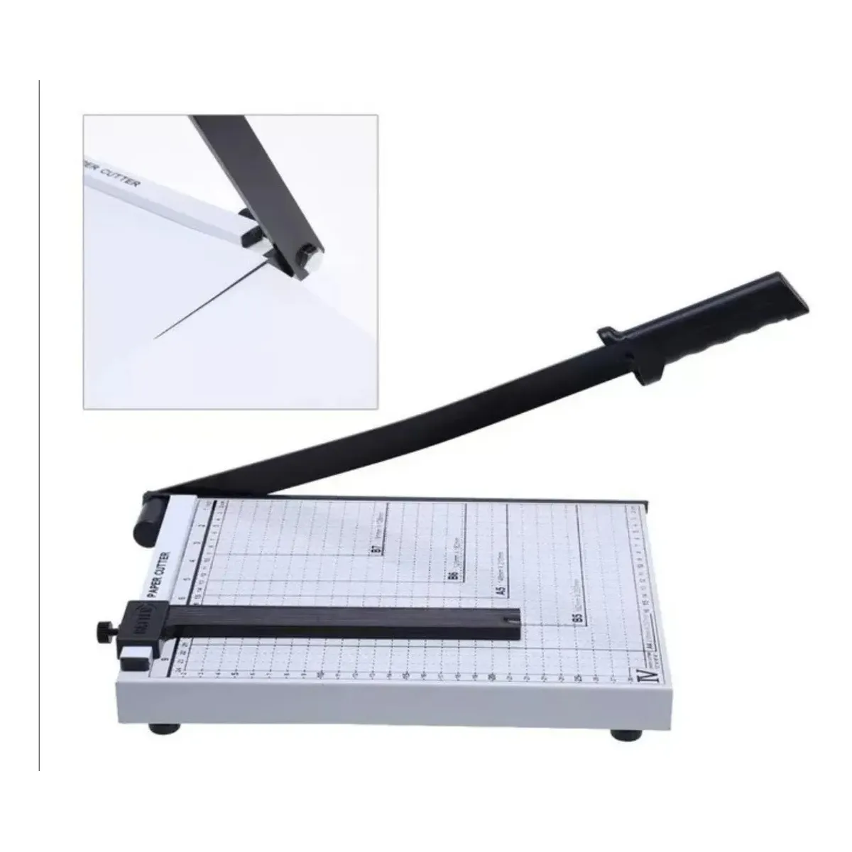 GENERICO - Guillotina Papel A4 828-4 Acero Carbono 12 Hojas Base Metal Seguridad Oficina Hogar Escuela